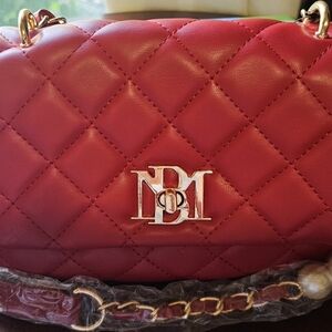 Badgley Mischka Red Quilted Shoulder Bag